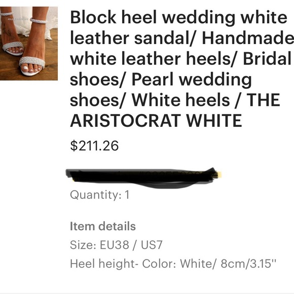 NWT White Pearl Heels - Handmade in Greece - Picture 6 of 6